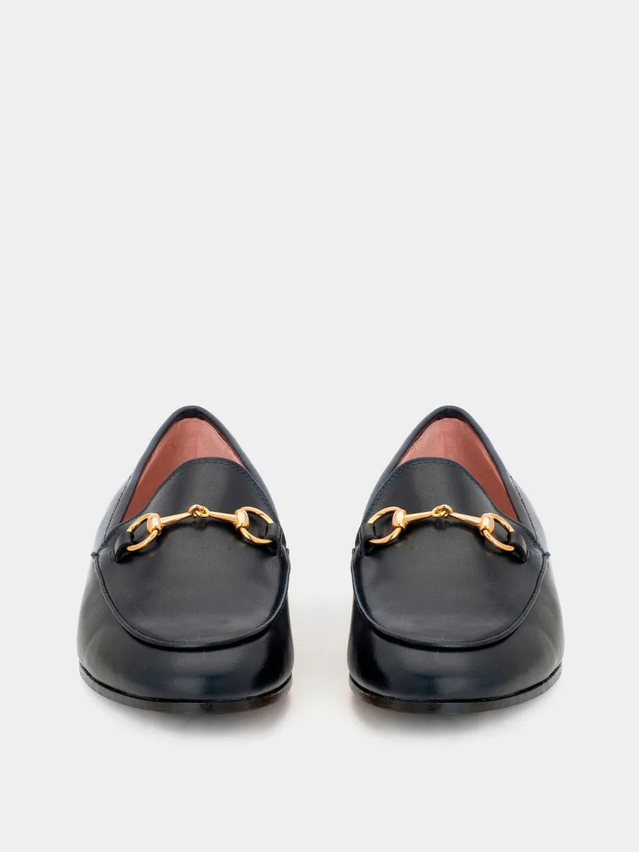 Blue leather Genova loafers.