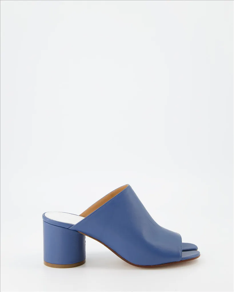 Blue Leather Tabi Mules