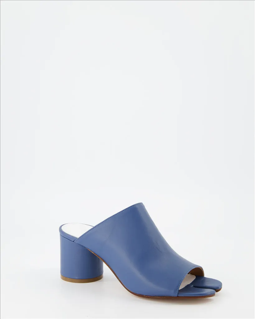 Blue Leather Tabi Mules