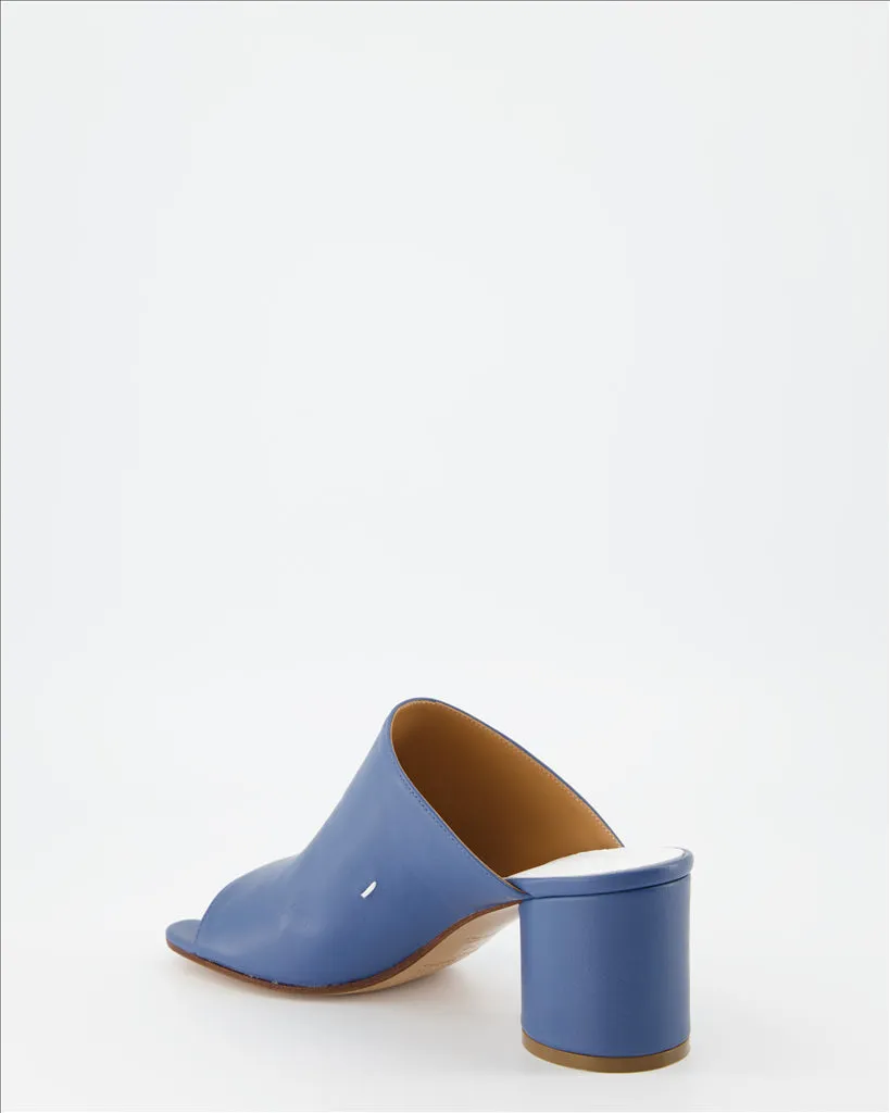 Blue Leather Tabi Mules