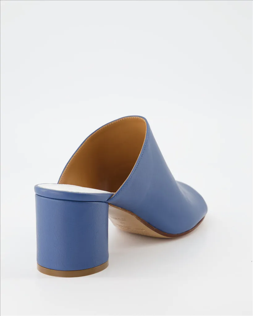 Blue Leather Tabi Mules