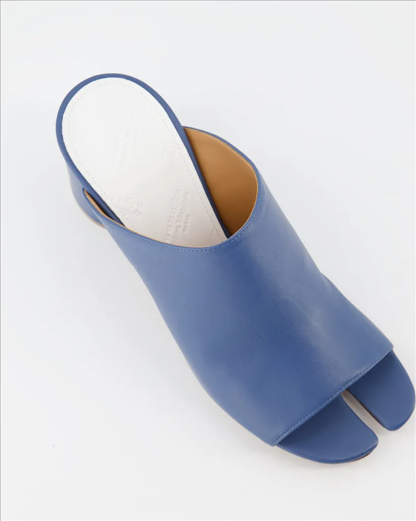 Blue Leather Tabi Mules