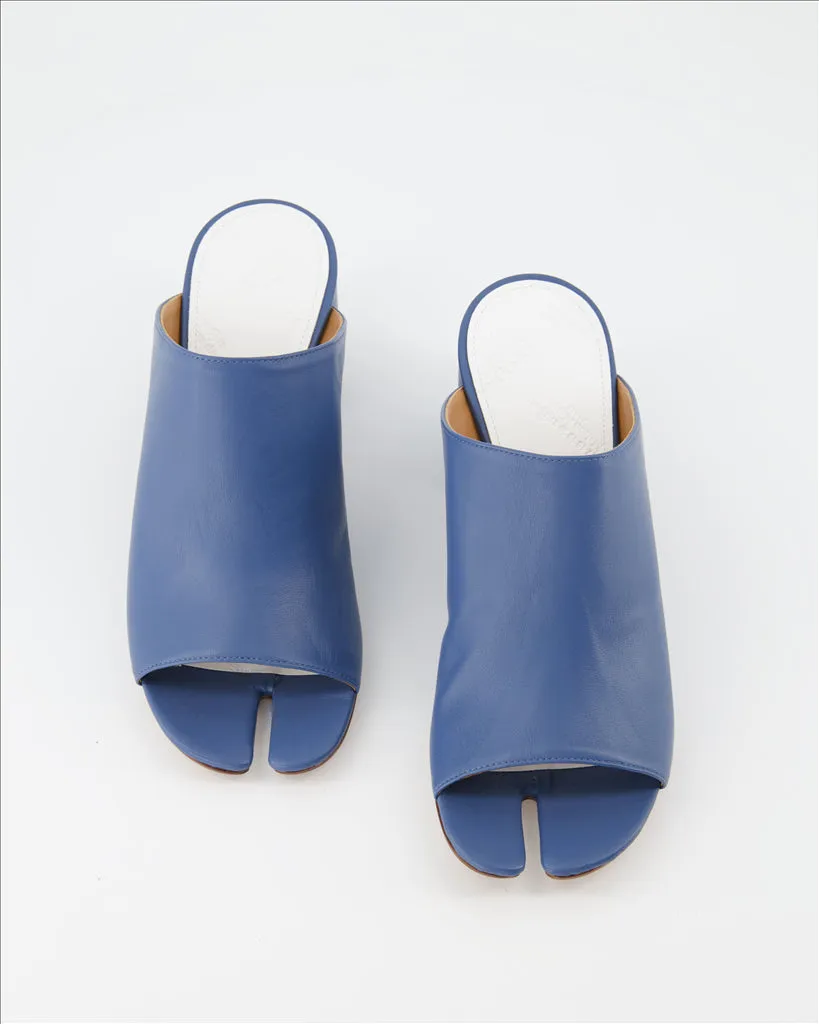 Blue Leather Tabi Mules