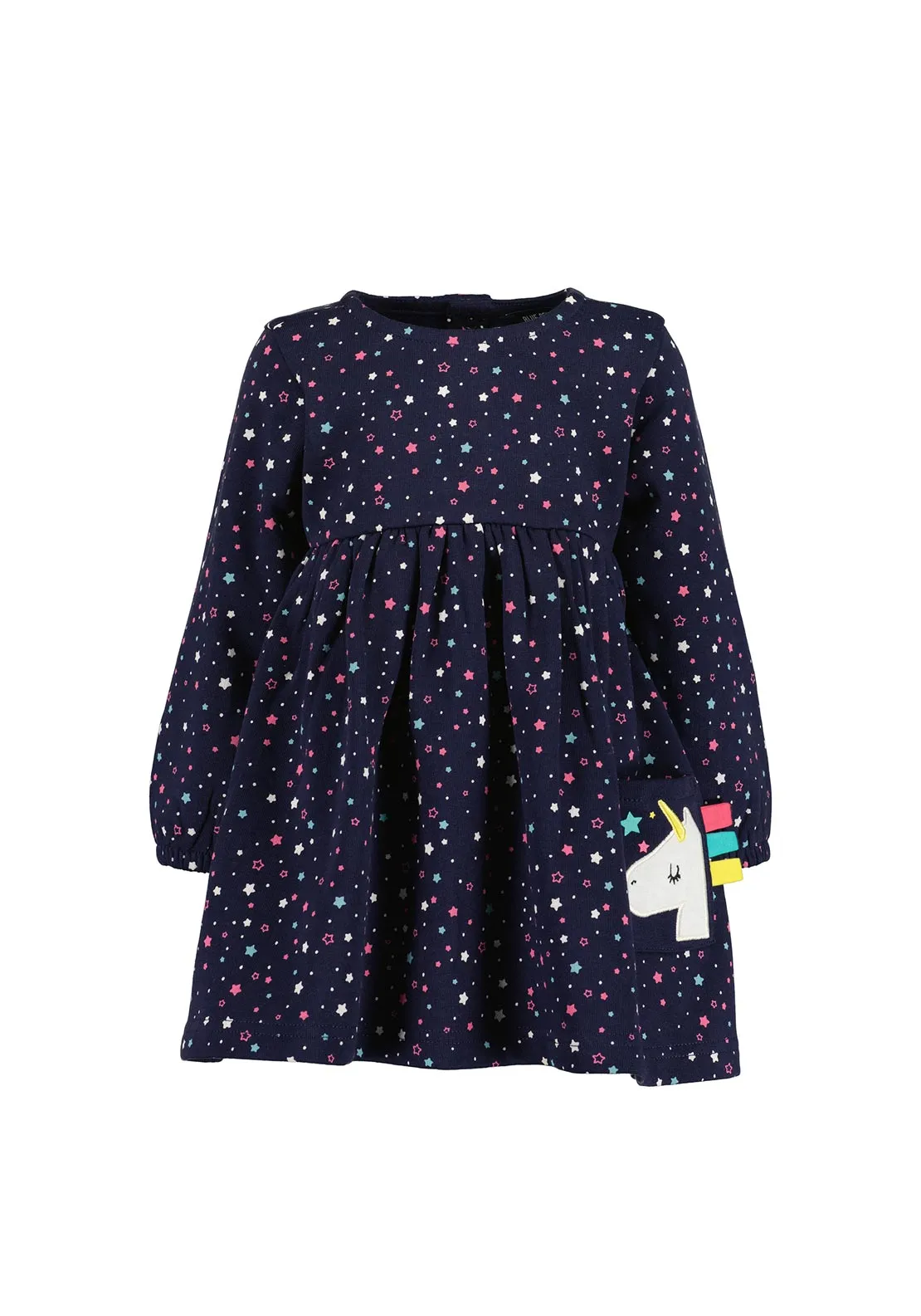 Blue Seven Baby Girl Star Print Dress, Navy