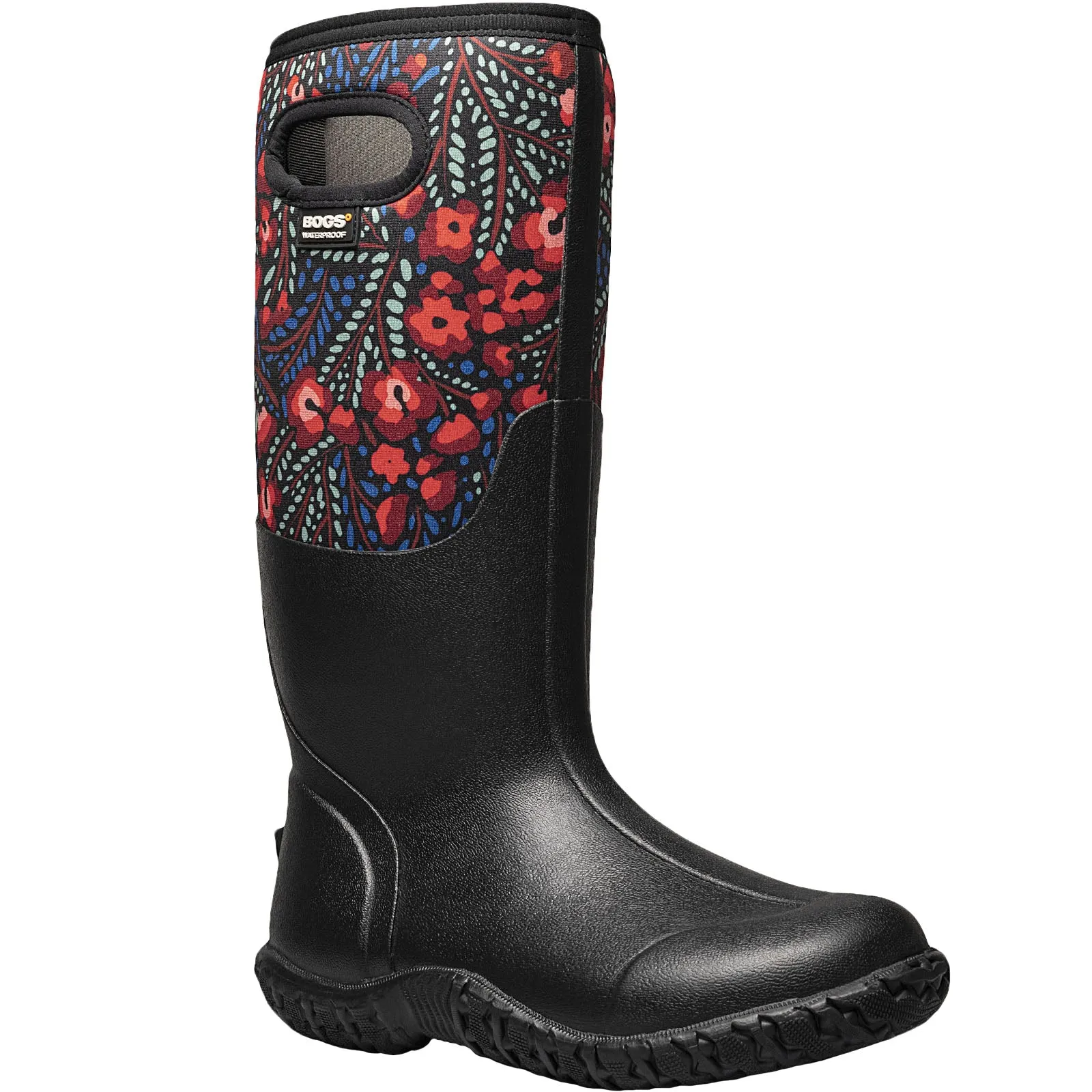 BOGS Womens Mesa Super Flowers Waterproof Wellington Boots - Black