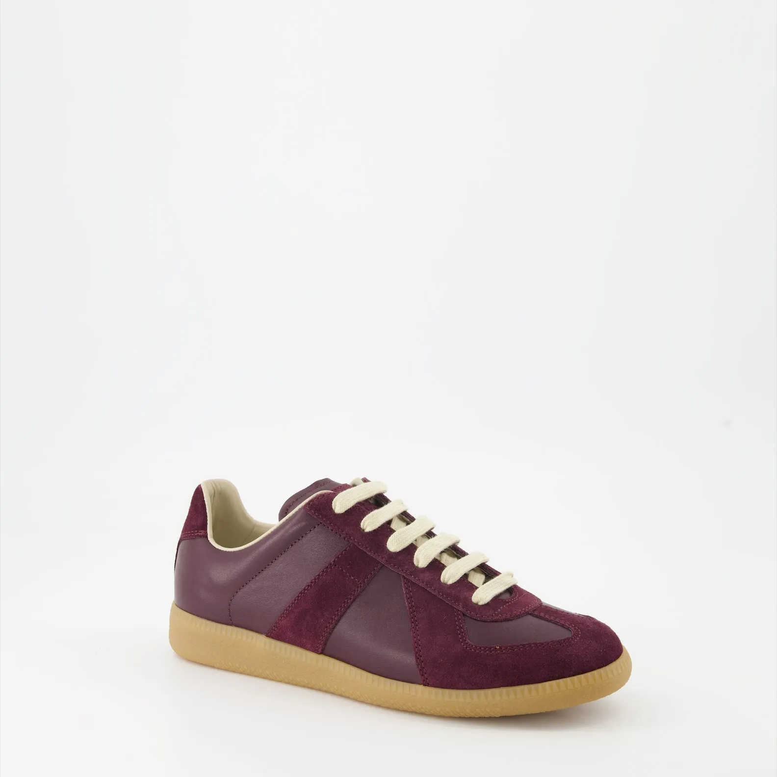 Bordeaux Leather & Suede Replica Sneakers