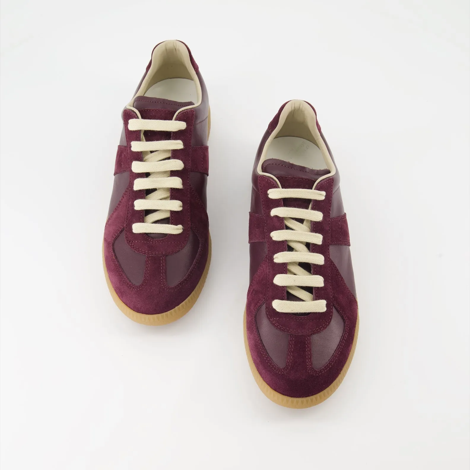 Bordeaux Leather & Suede Replica Sneakers