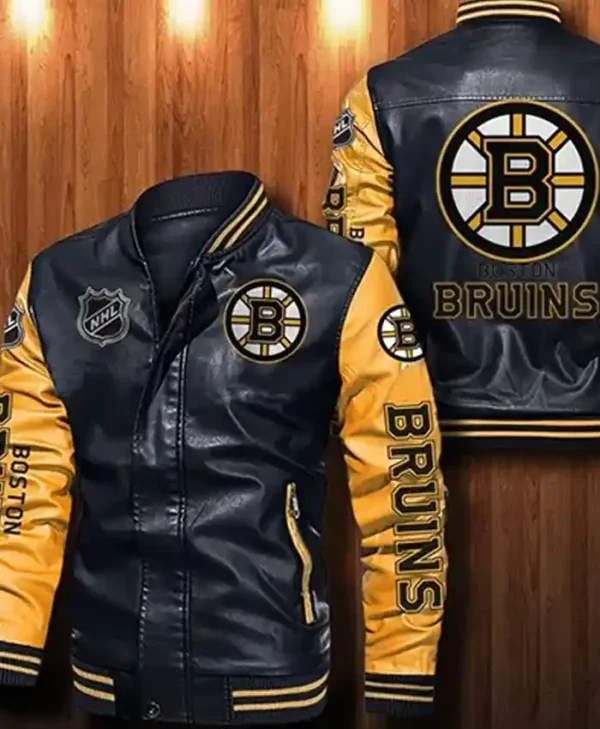 Boston Bruins Leather Bomber Jacket