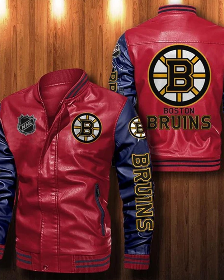 Boston Bruins Leather Bomber Jacket