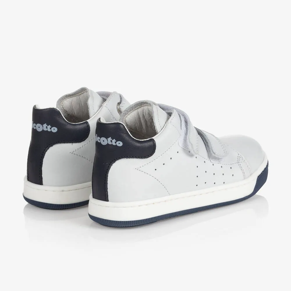 Boys Grey Leather Trainers