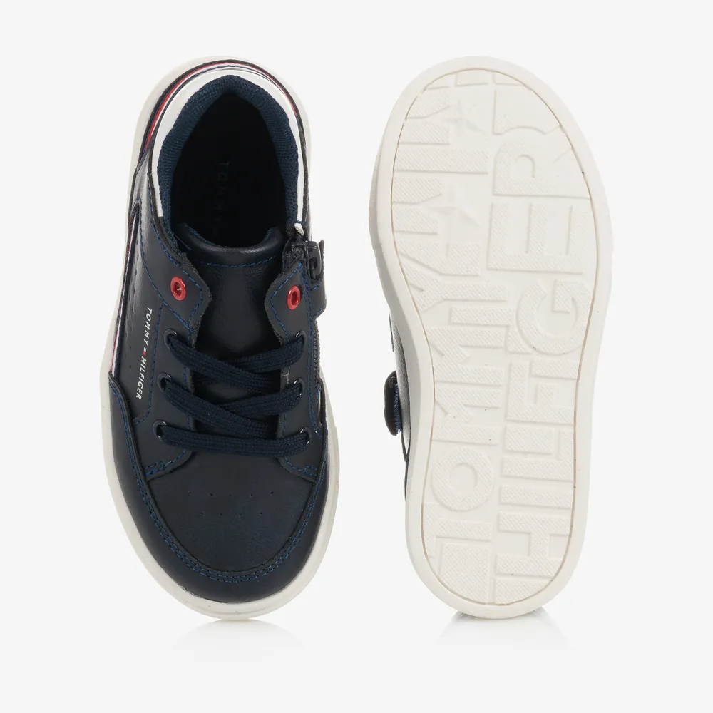 Boys Navy Blue Logo Trainers