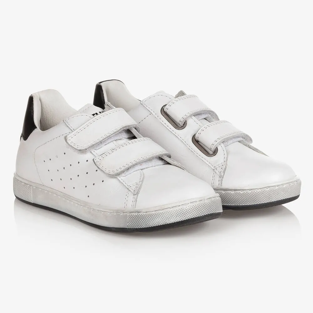 Boys White Leather Trainers