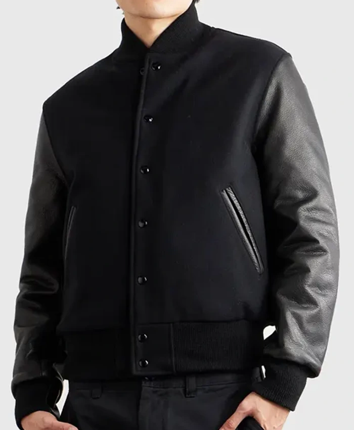 Brian Black Varsity Leather Jacket