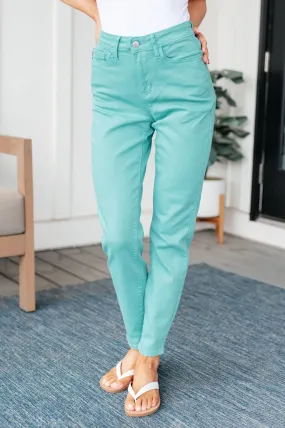 Bridgette Garment Dyed Slim Jeans in Aquamarine