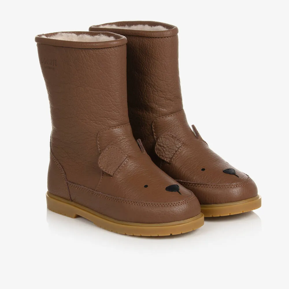 Brown Leather Bear Boots