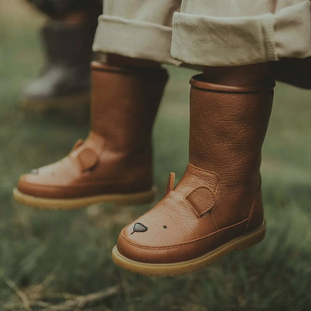 Brown Leather Bear Boots