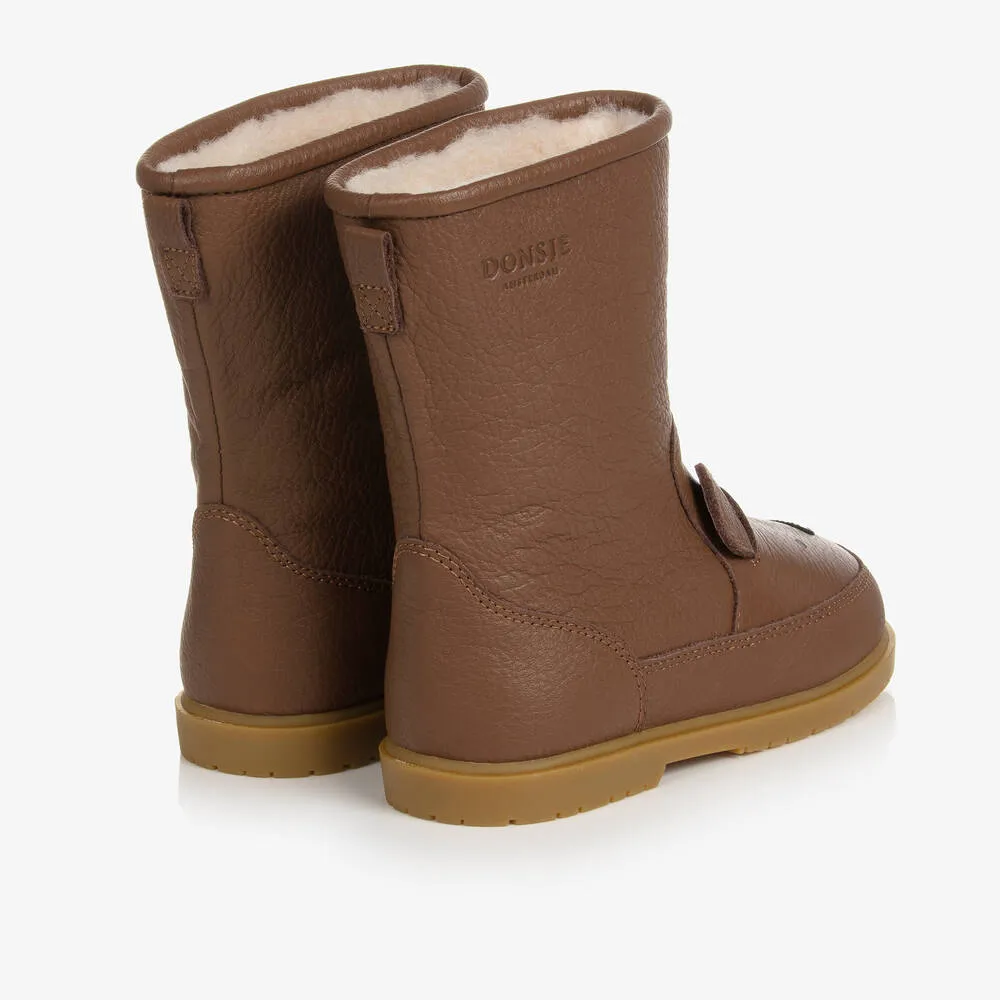 Brown Leather Bear Boots