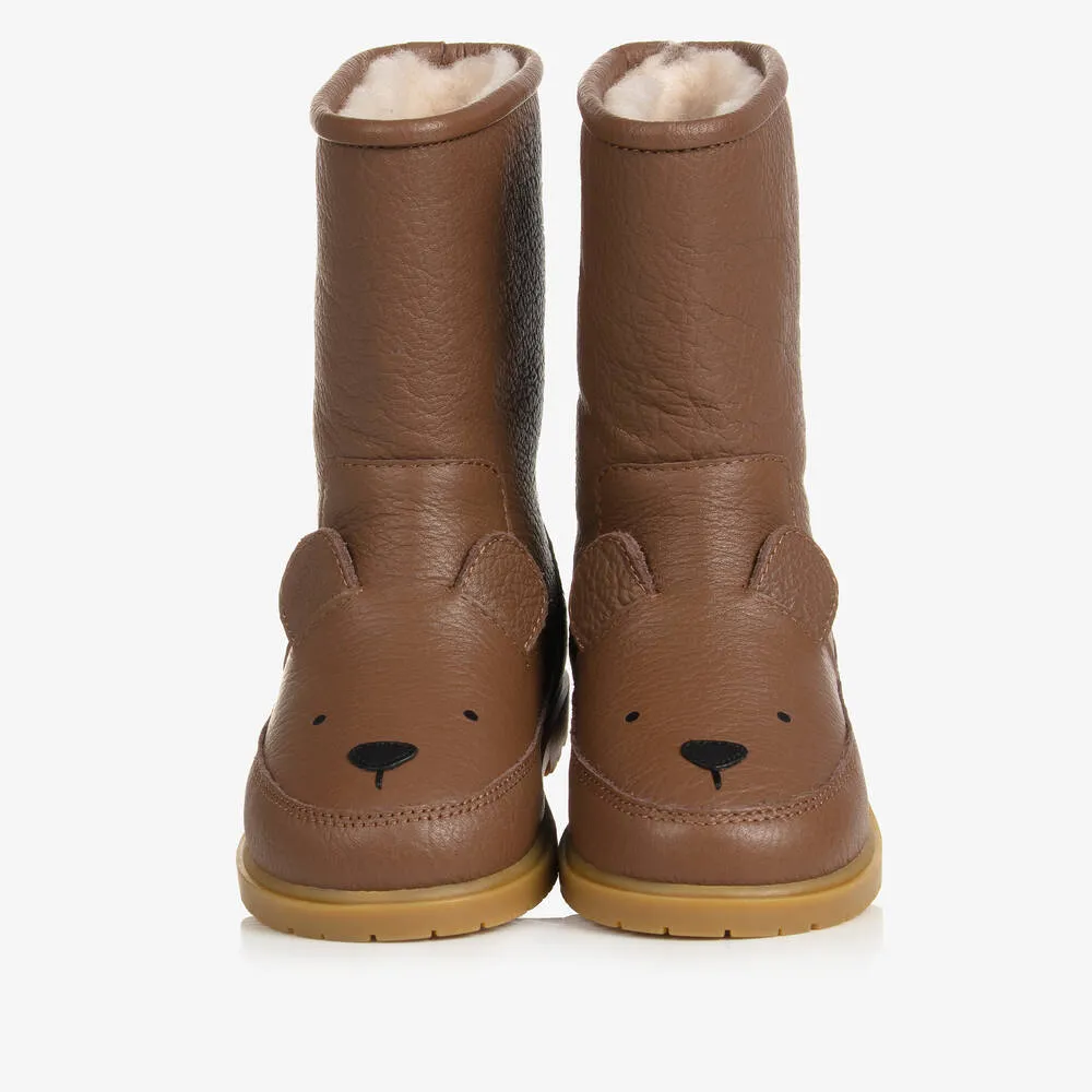 Brown Leather Bear Boots