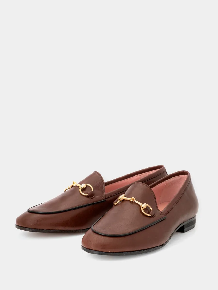 Brown leather Genova loafers.