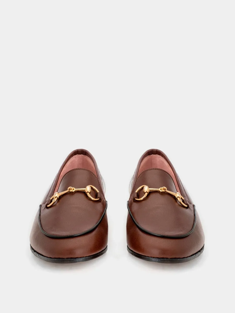 Brown leather Genova loafers.