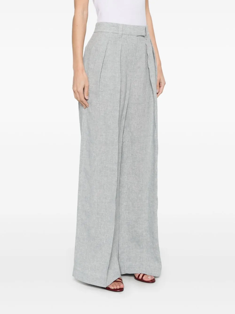 Brunello Cucinelli Linen Wide Leg Trousers