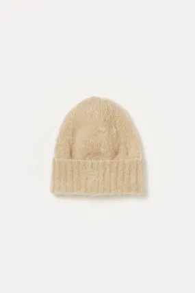 Brushed Super Kid Mohair Knit Cap - Beige