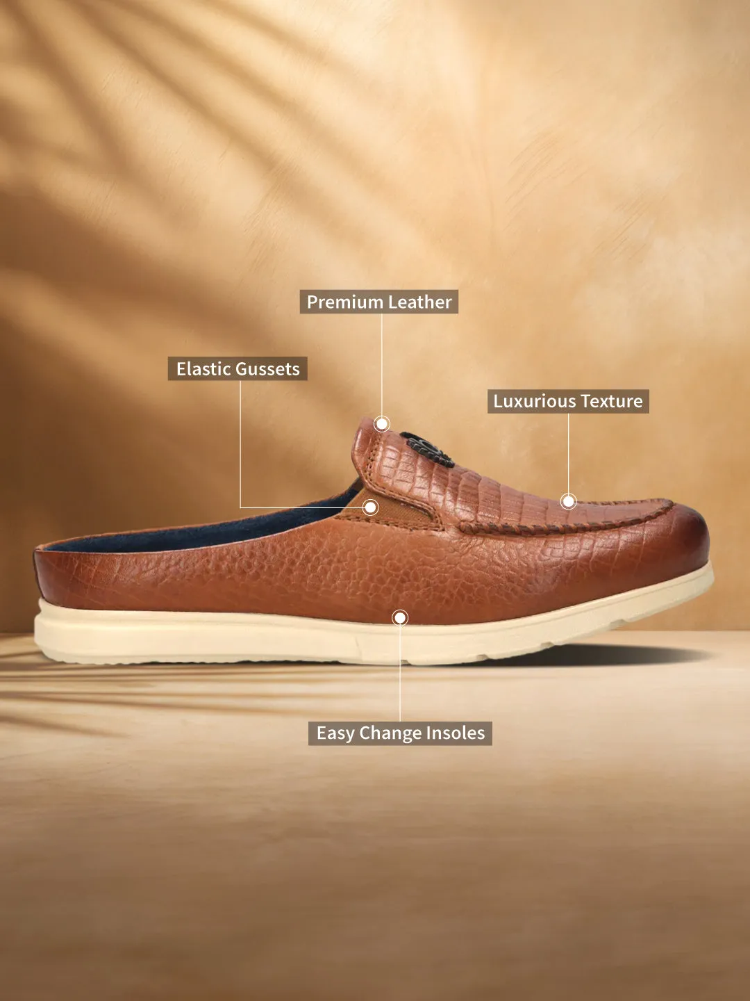 bugatti Cognac Premium Leather Mules