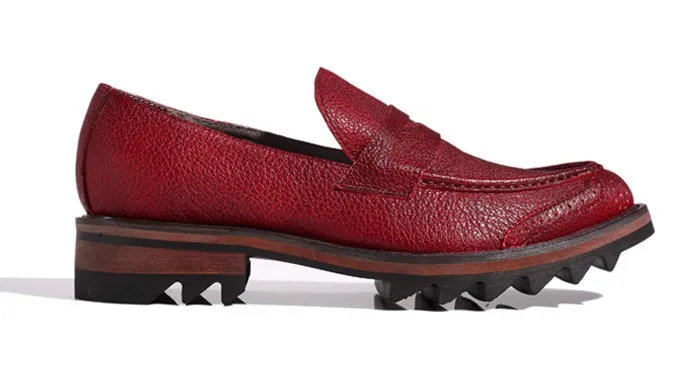 Men's Burgundy Leather Platforms Oxfords Loafers