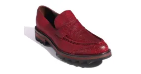 Men's Burgundy Leather Platforms Oxfords Loafers