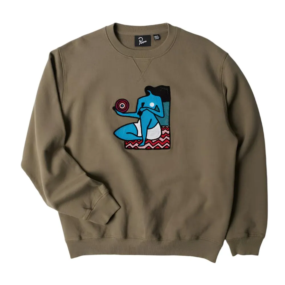 BY PARRA FUTURE VISION CREW NECK SWEATSHIRT // STONE GREY