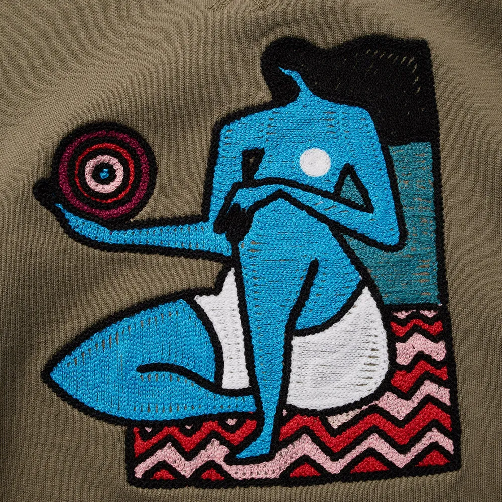 BY PARRA FUTURE VISION CREW NECK SWEATSHIRT // STONE GREY