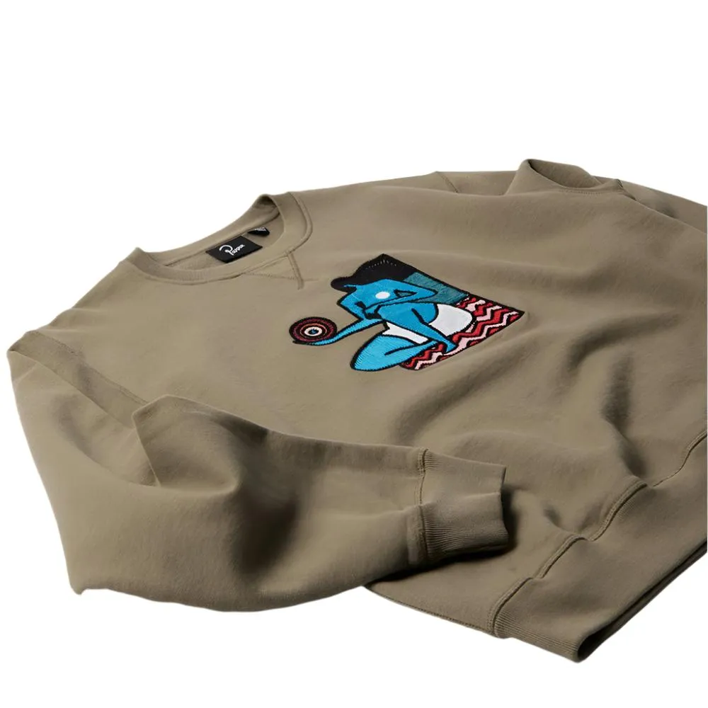 BY PARRA FUTURE VISION CREW NECK SWEATSHIRT // STONE GREY