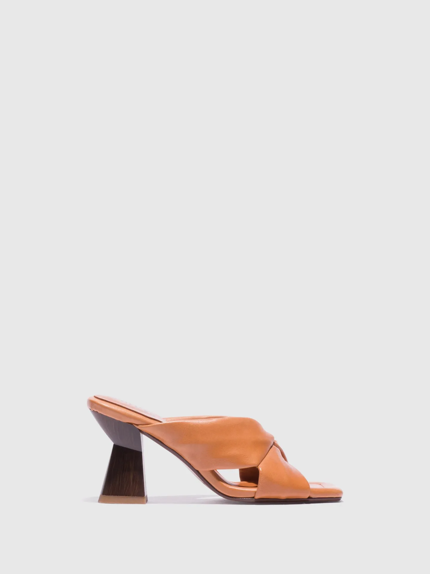 Camel Chunky Heel Mules