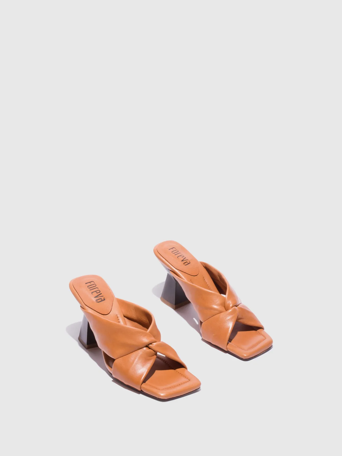 Camel Chunky Heel Mules