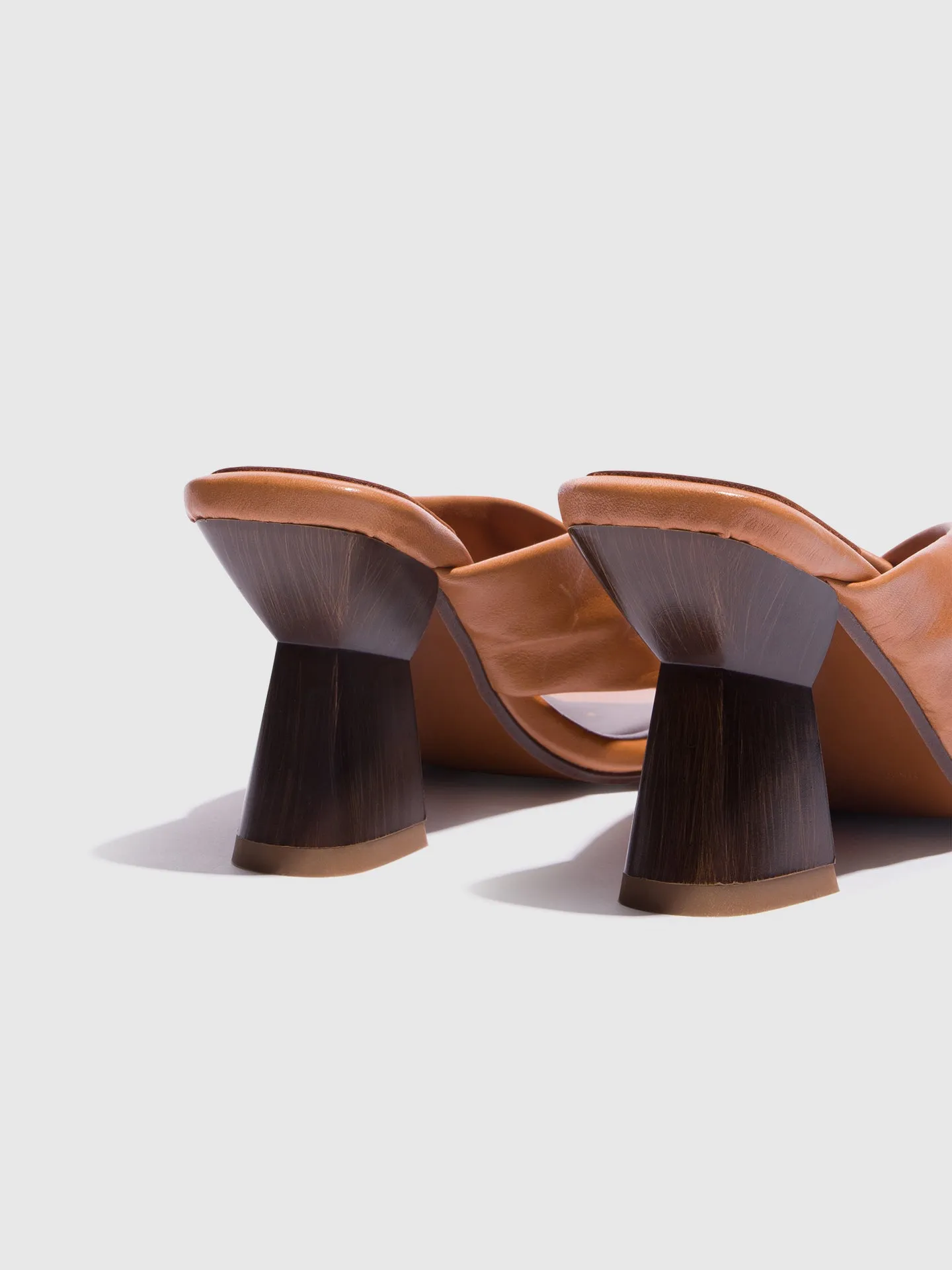 Camel Chunky Heel Mules