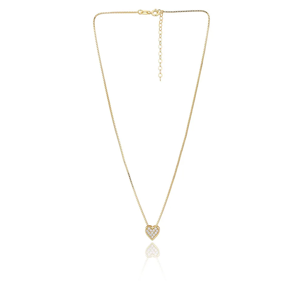 Carlton London Women'S Gift Card Jewellery-18K Gold Plated Heart Shaped Cubic Zirconia Pendant With Chain Fjn4101