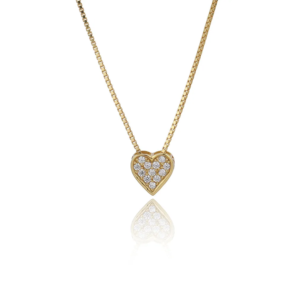 Carlton London Women'S Gift Card Jewellery-18K Gold Plated Heart Shaped Cubic Zirconia Pendant With Chain Fjn4101