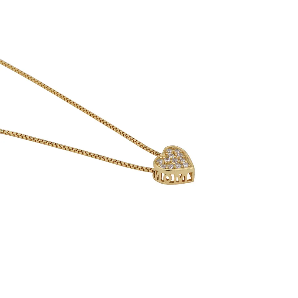 Carlton London Women'S Gift Card Jewellery-18K Gold Plated Heart Shaped Cubic Zirconia Pendant With Chain Fjn4101