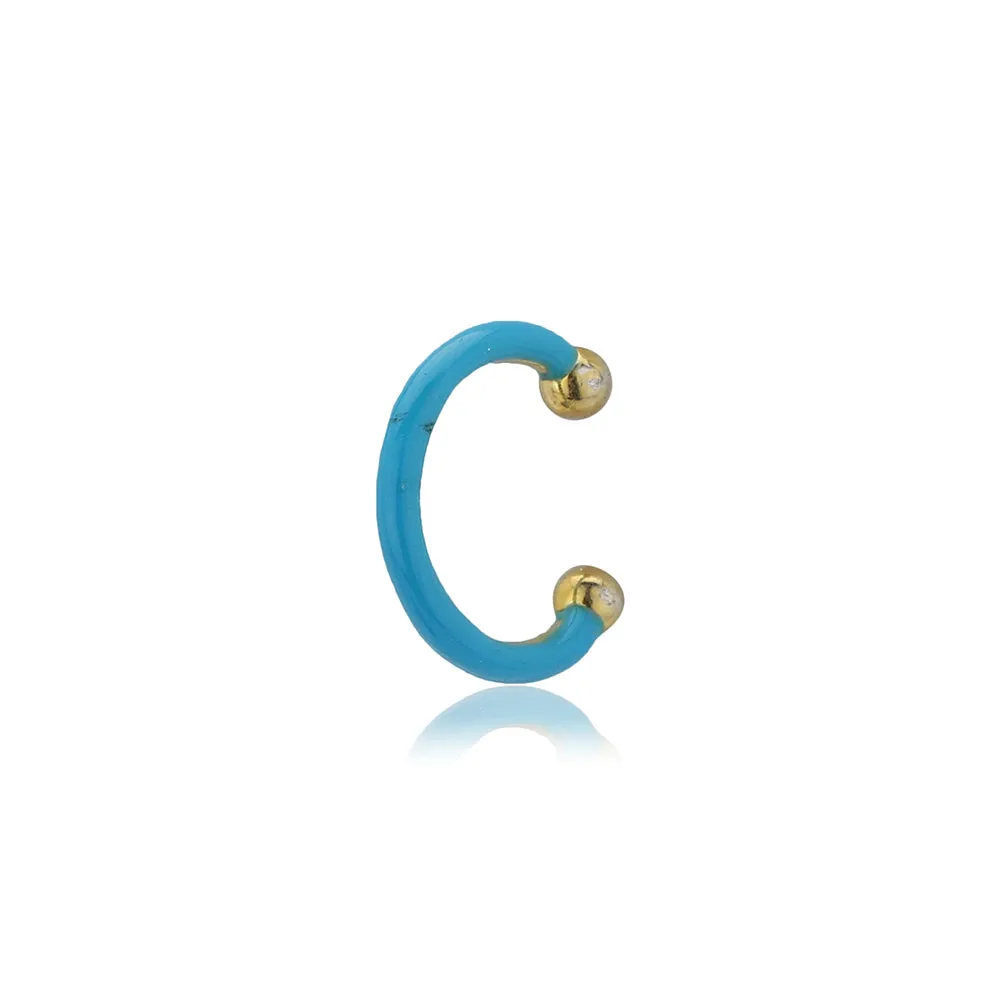 Carlton London Women'S Gold Western Brass Na Na Gold-Plated Single Contemporary Enamelled Gold-Plated Half Hoop Earring Fje3994