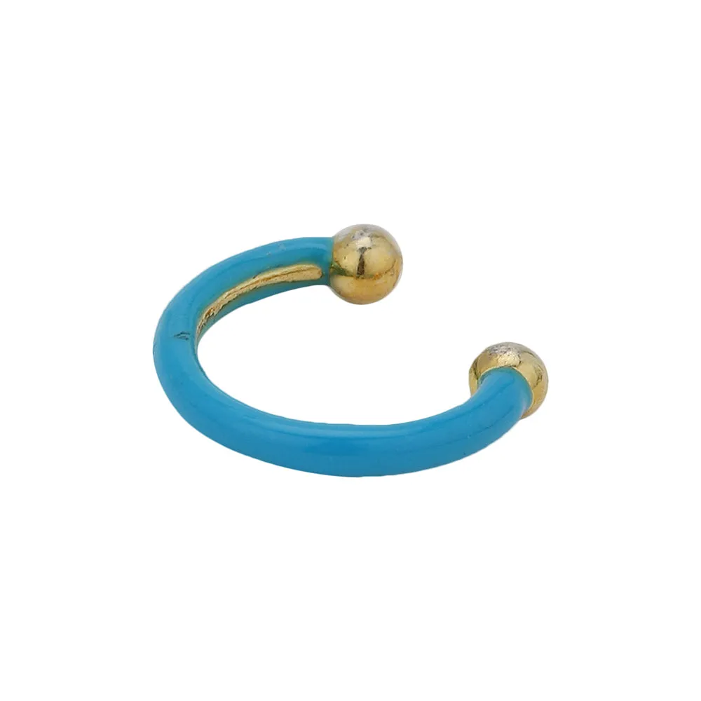 Carlton London Women'S Gold Western Brass Na Na Gold-Plated Single Contemporary Enamelled Gold-Plated Half Hoop Earring Fje3994