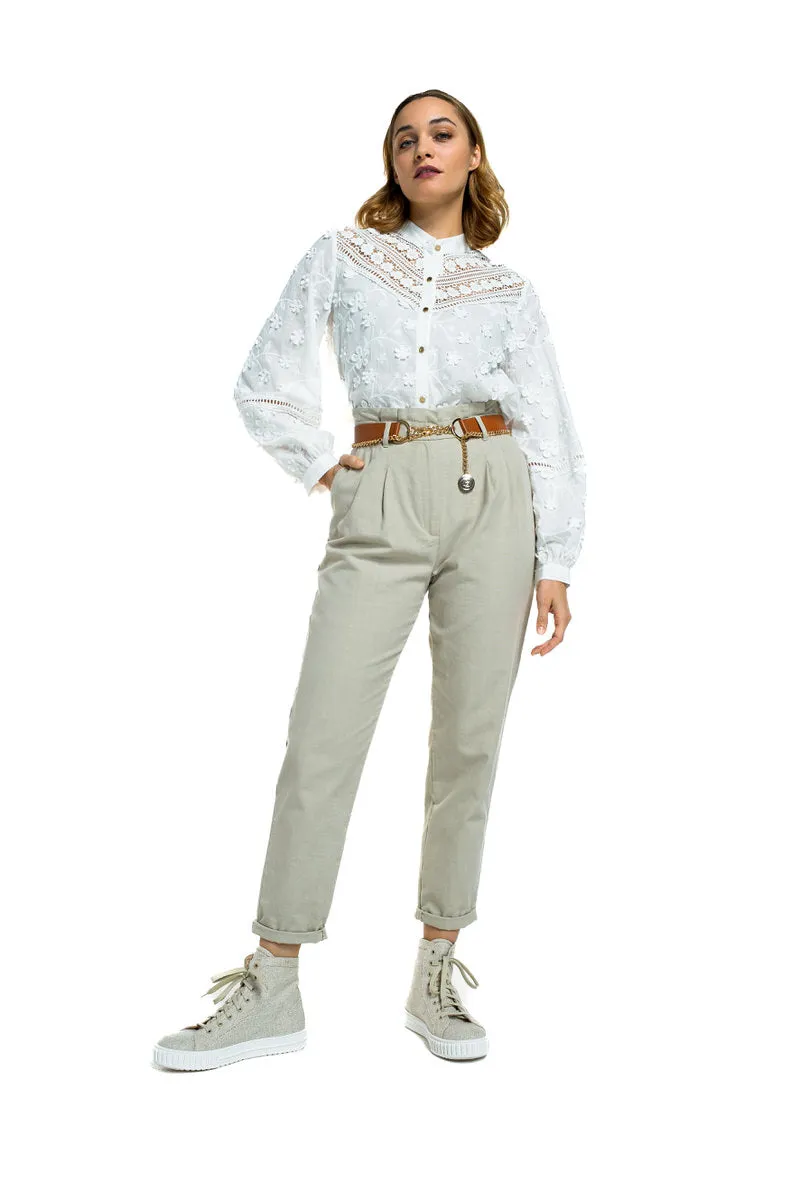 Caroline Biss PANAMA PAPERBAG COTTON TROUSERS