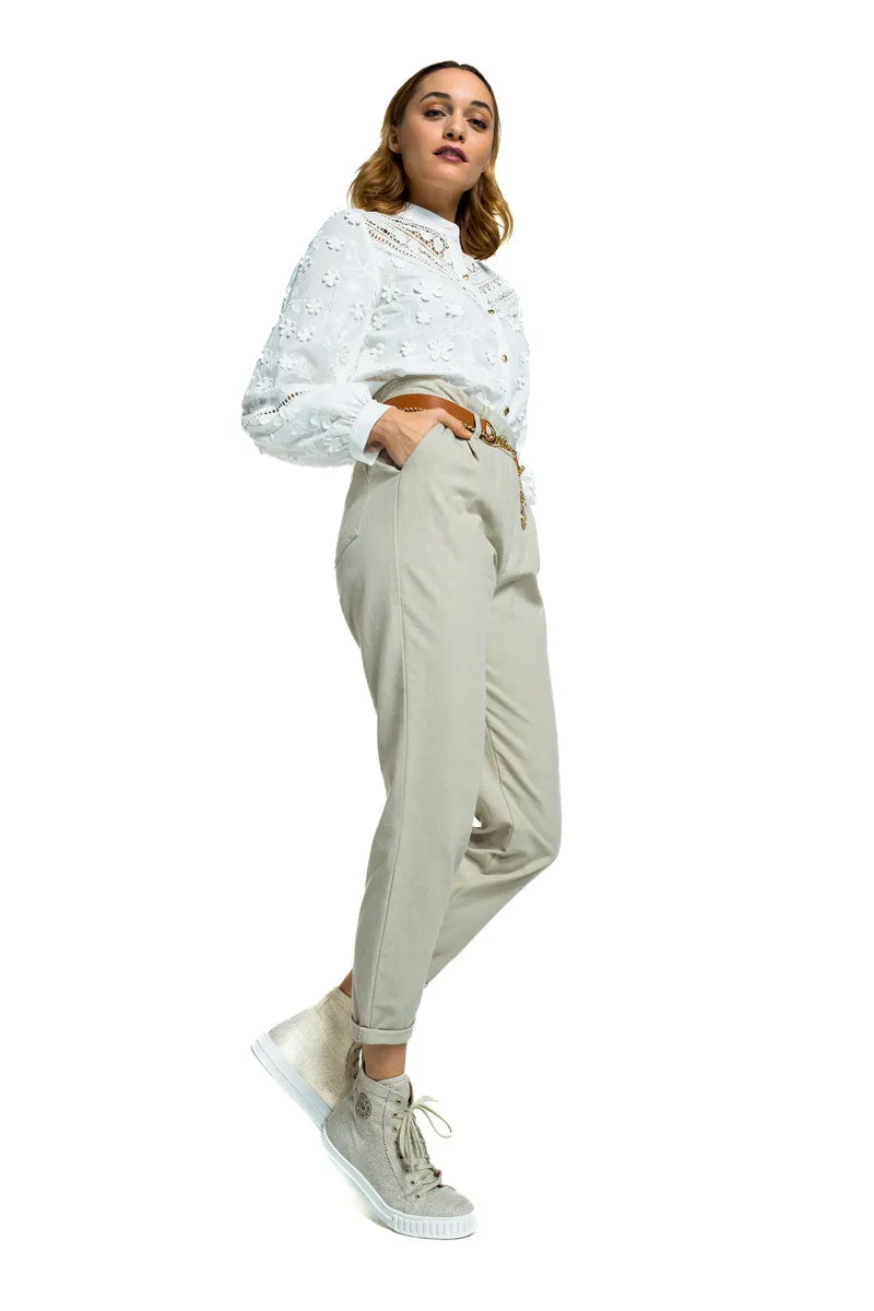 Caroline Biss PANAMA PAPERBAG COTTON TROUSERS