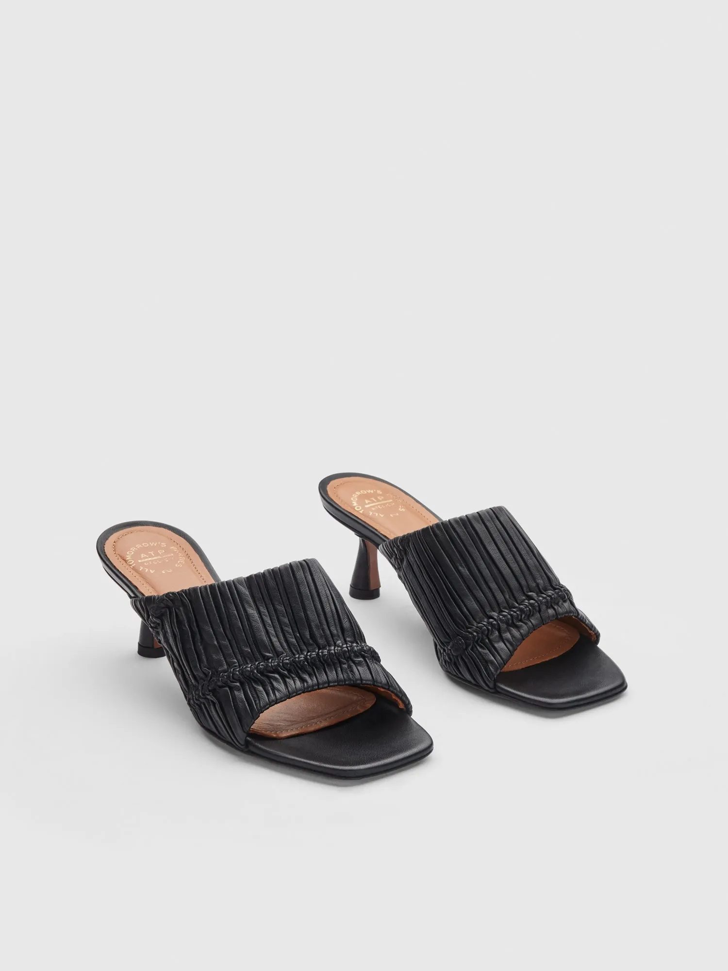 Caserta square-toe leather mules, black