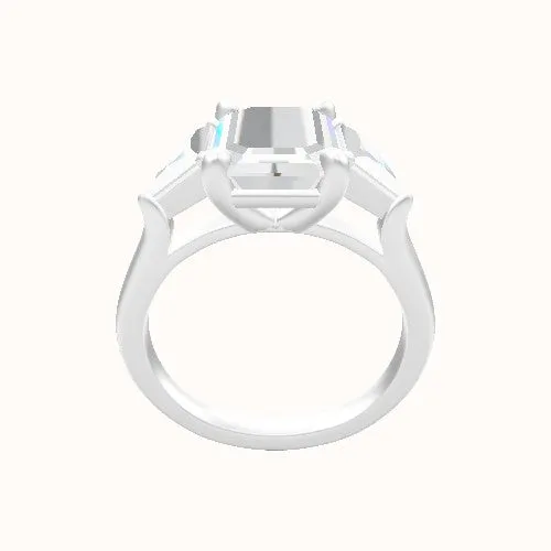 Cathedral Band with Trillion Sidestones Engagement Ring With Low Set Four Prong Head