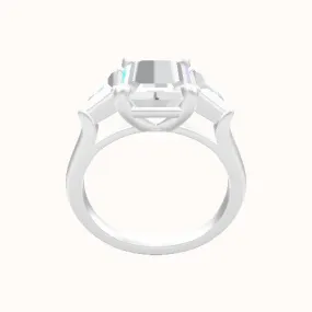 Cathedral Band with Trillion Sidestones Engagement Ring With Low Set Four Prong Head