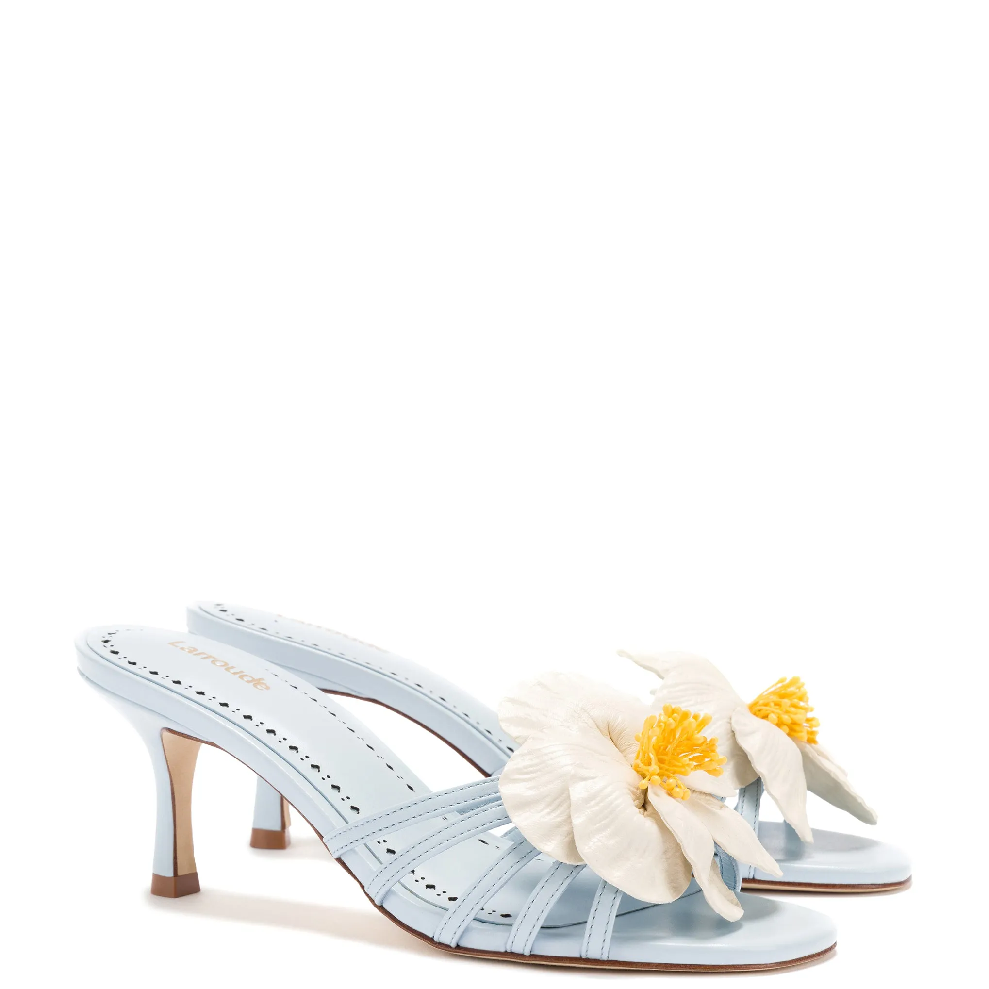 Cerulean Blue Leather Magnolia Mule