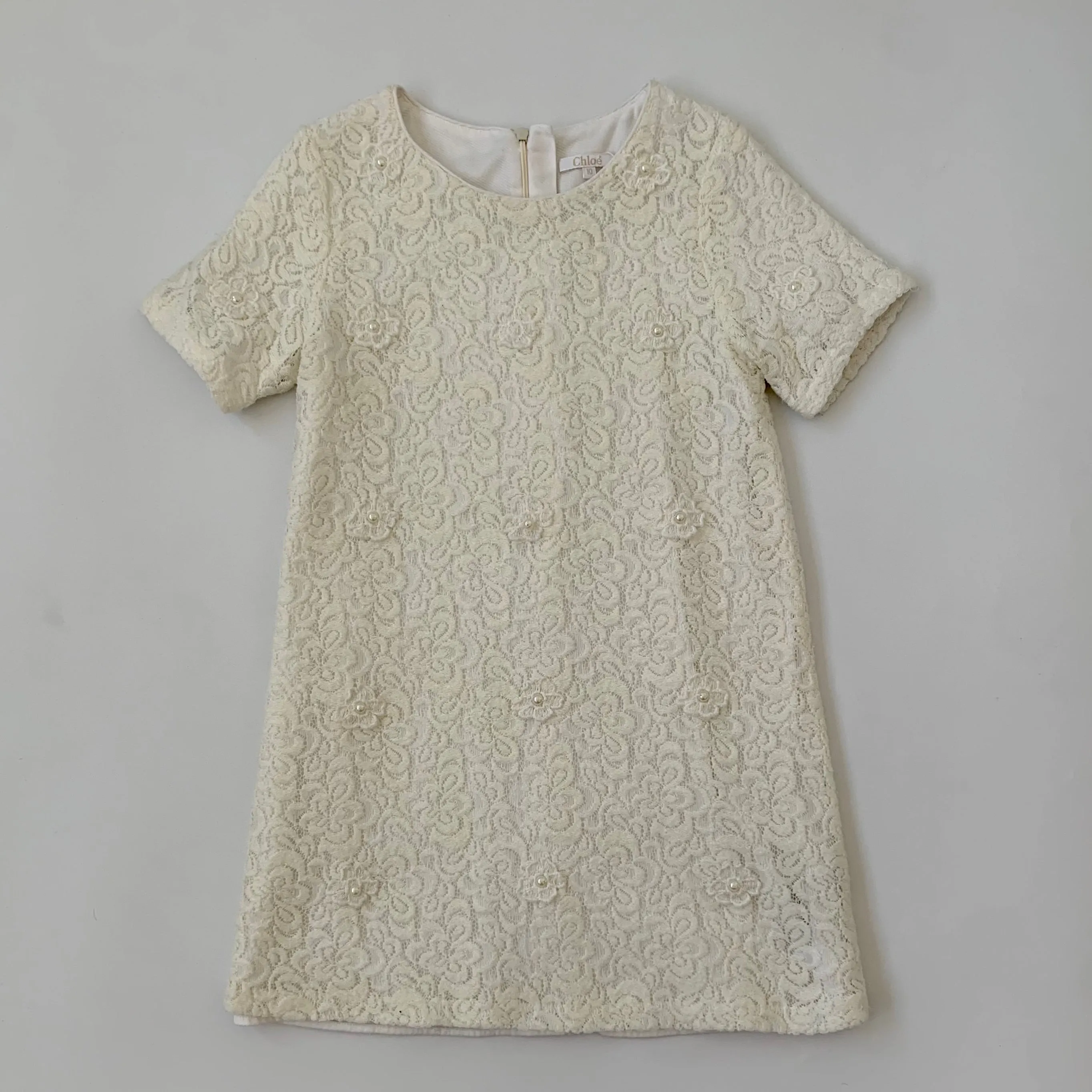 Chloé Cream Lace Dress: Size 10 - Elegant Anniversary Outfit