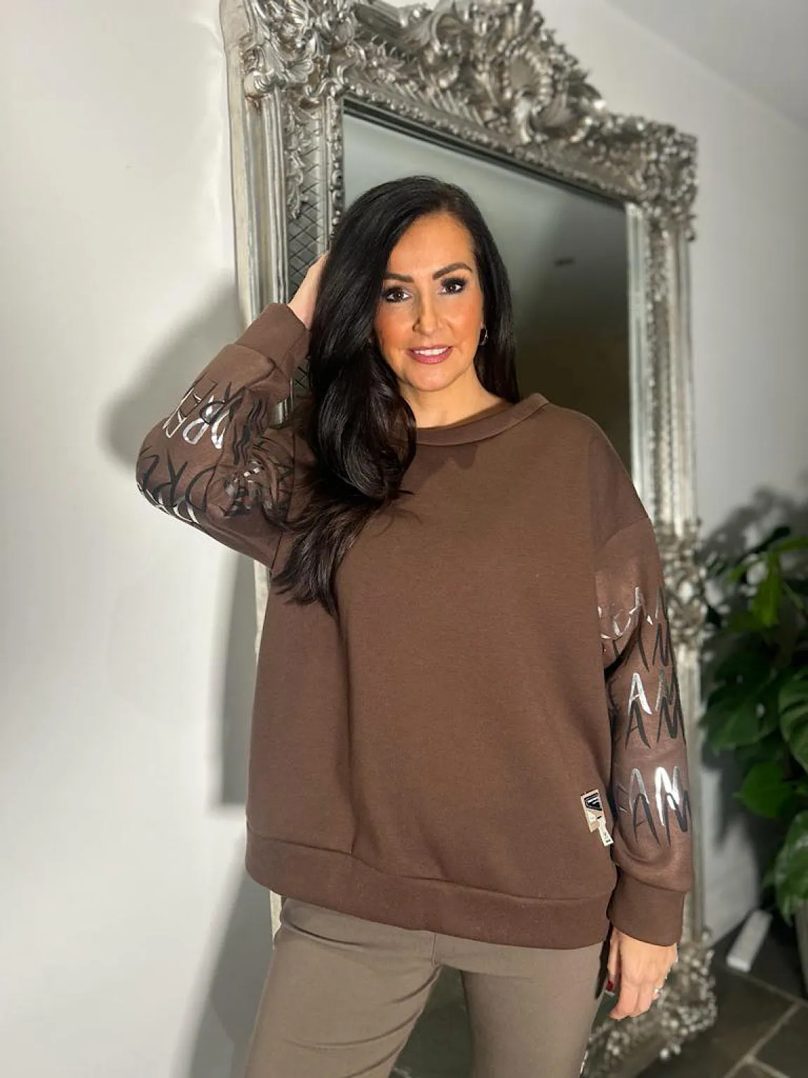 Chocolate Brown Cute Graphic Sweatshirt for Danni