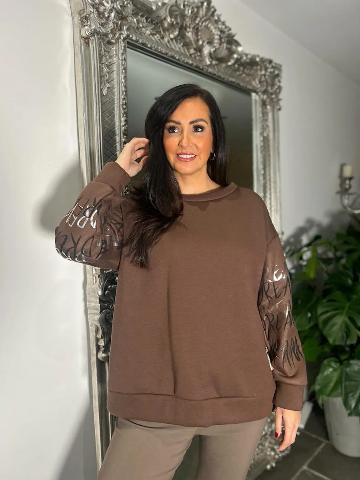 Chocolate Brown Cute Graphic Sweatshirt for Danni