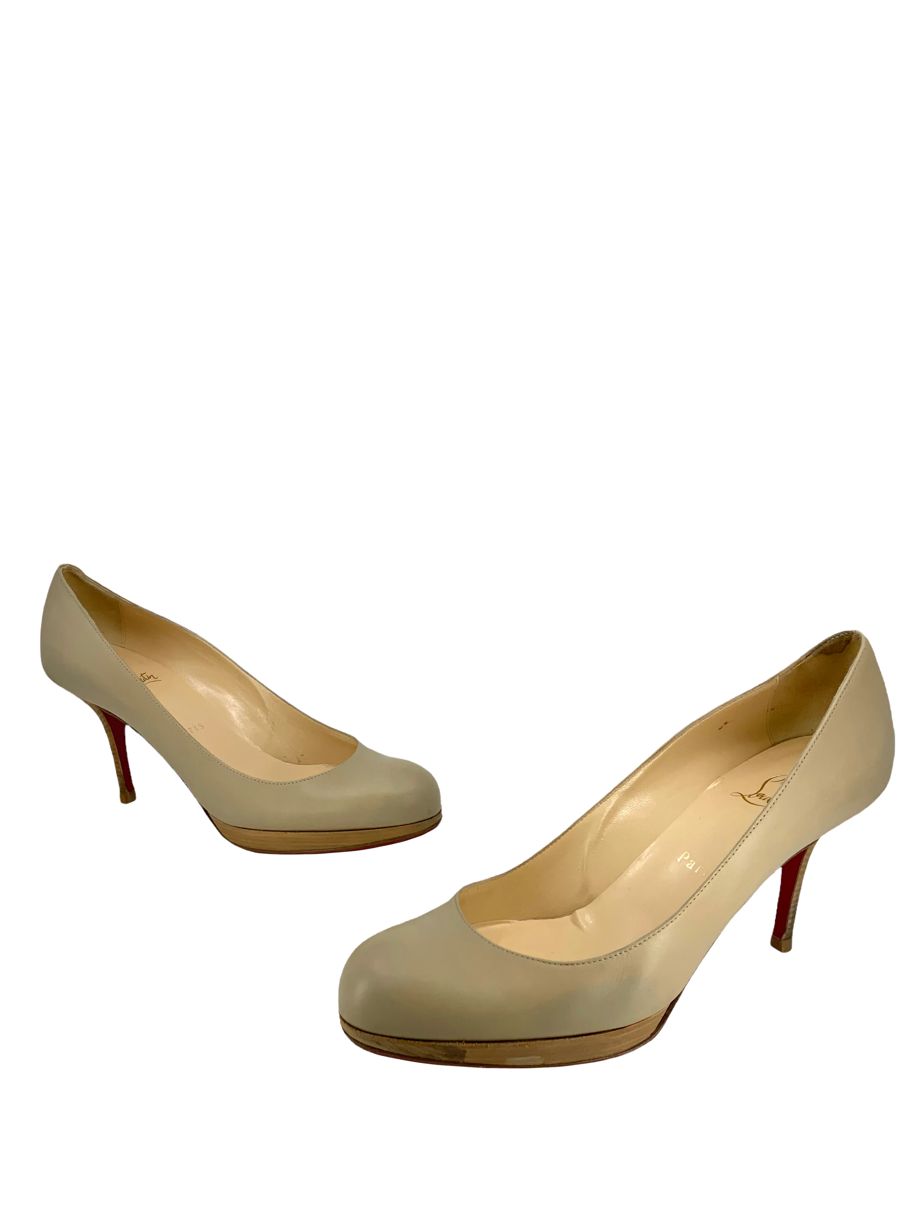 Christian Louboutin Leather Wood Simple Pumps Size 9.5